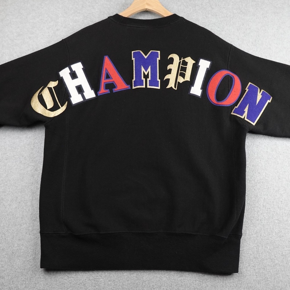 Vintage Champion Sweatshirt Reverse Weave Mens Medium Black Big Block Letter